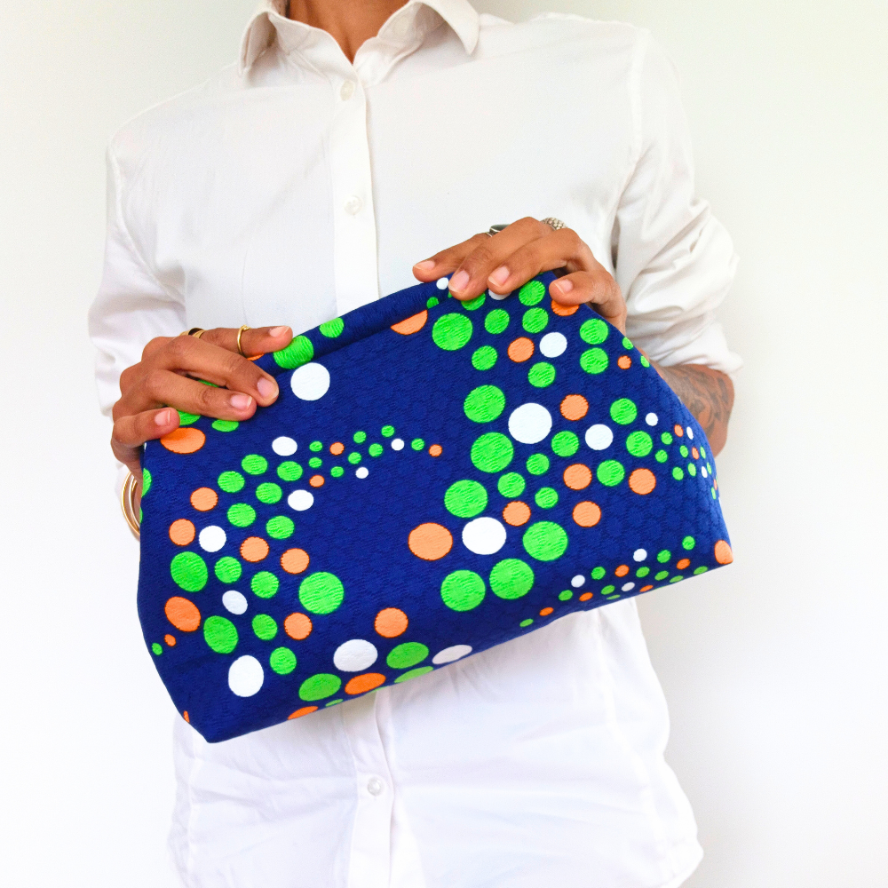 CAMILLE Sac à main à clapet | Bleu & pois