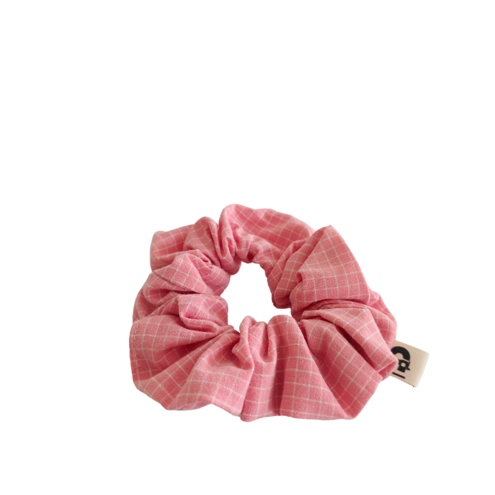 SOLESMES Scrunchie,  Rose Blanc & Carreaux