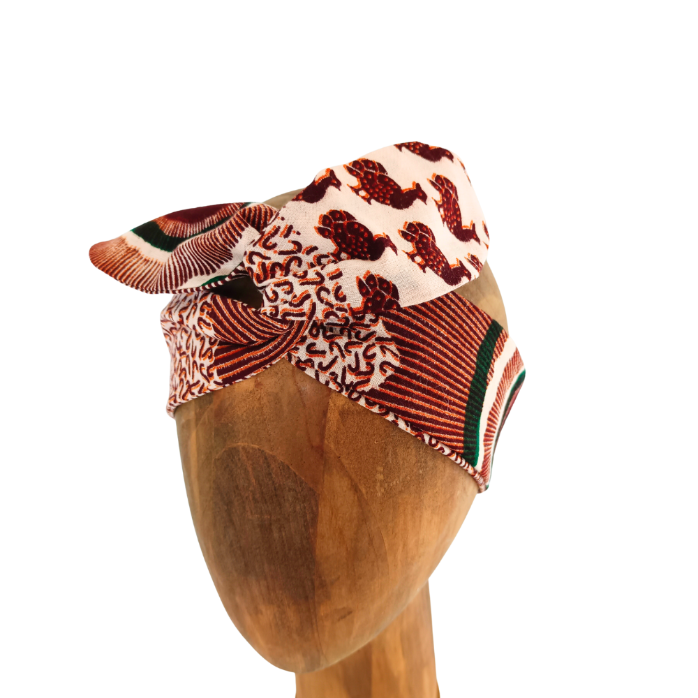 L'accessoire cheveux femme tendance de la Machine à récup' est un accessoire écoresponsable et éthique, taillé dans des tissus issus du réemploi  et cousu avec la participation d'ateliers de couture solidaires.