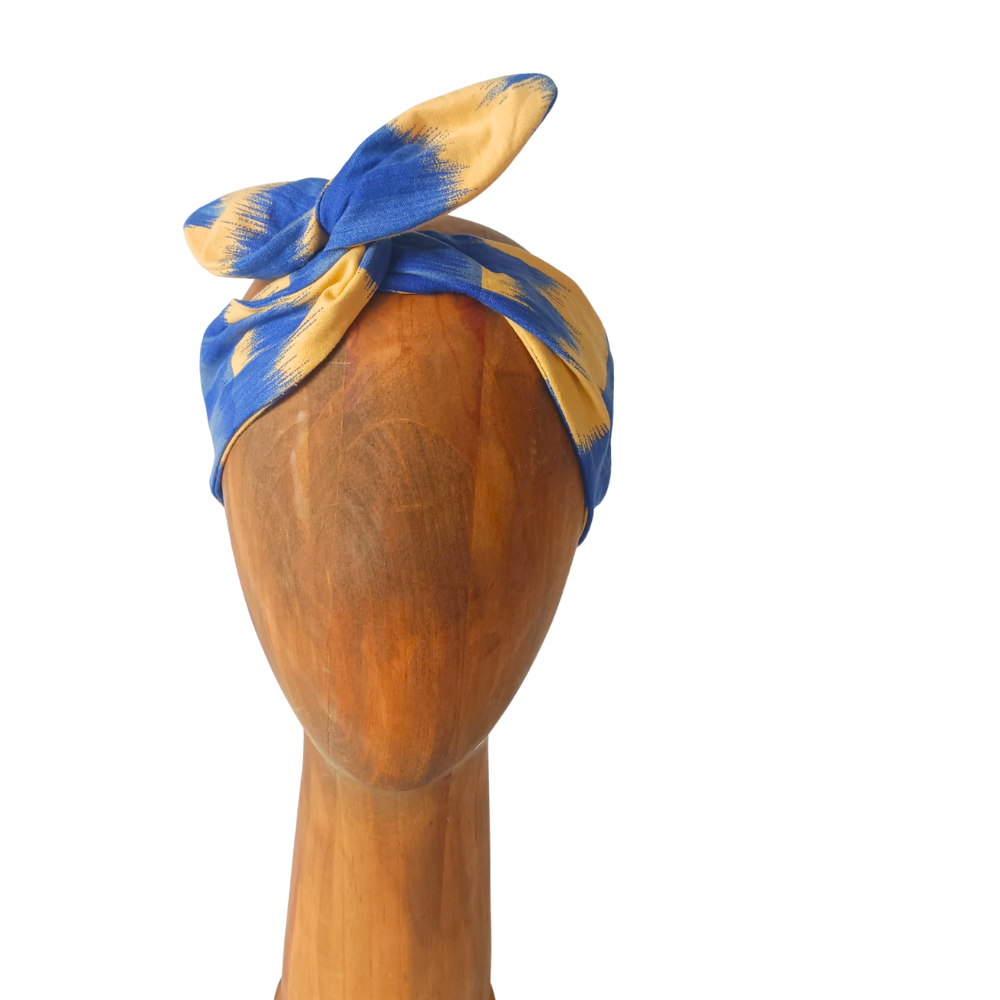 Le bandeau cheveux made in France de la Machine à récup' est un accessoire écoresponsable et éthique, taillé dans des tissus issus du réemploi  et cousu avec la participation d'ateliers de couture solidaires.