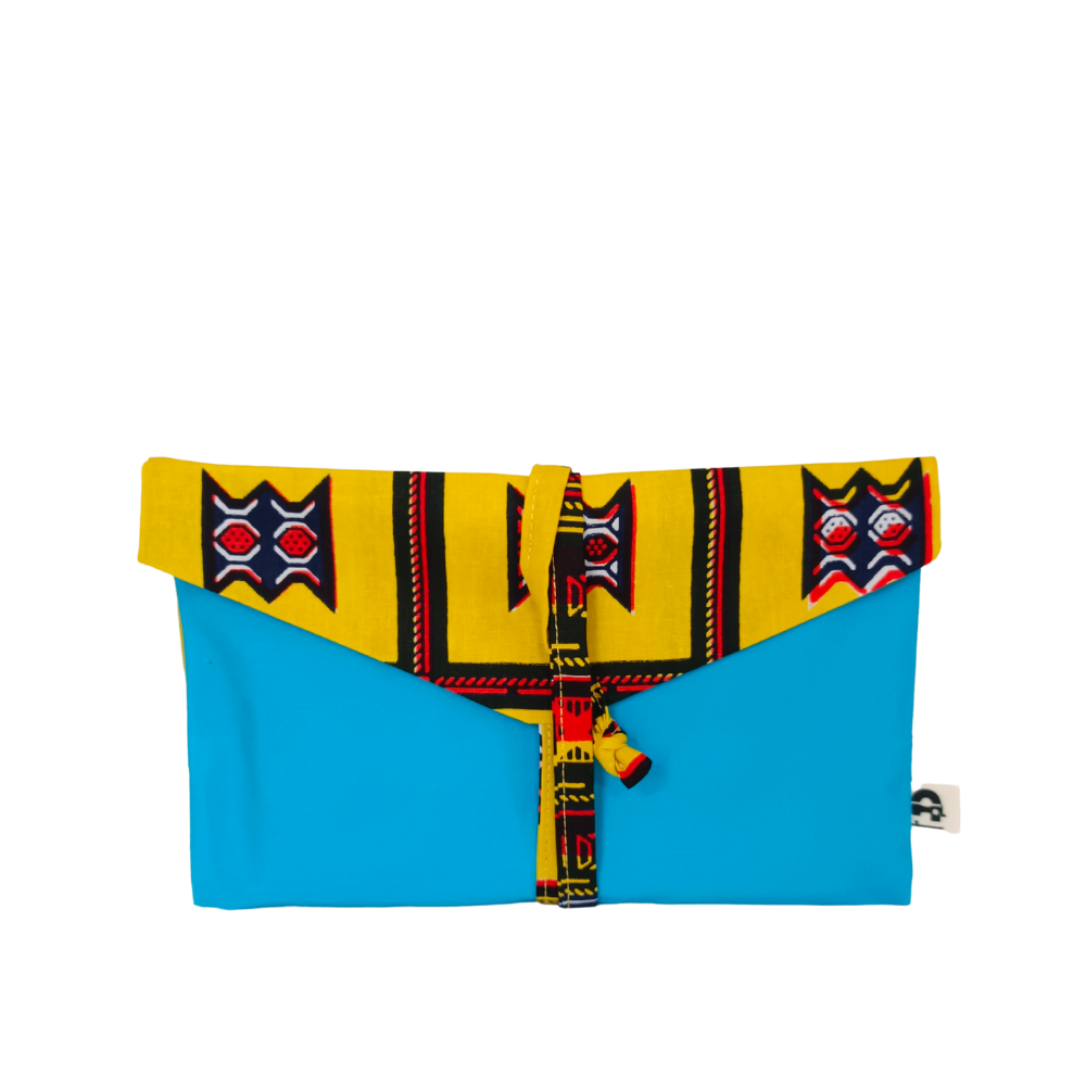 CORNÉLIA Pochette à livre, Turquoise & Jaune