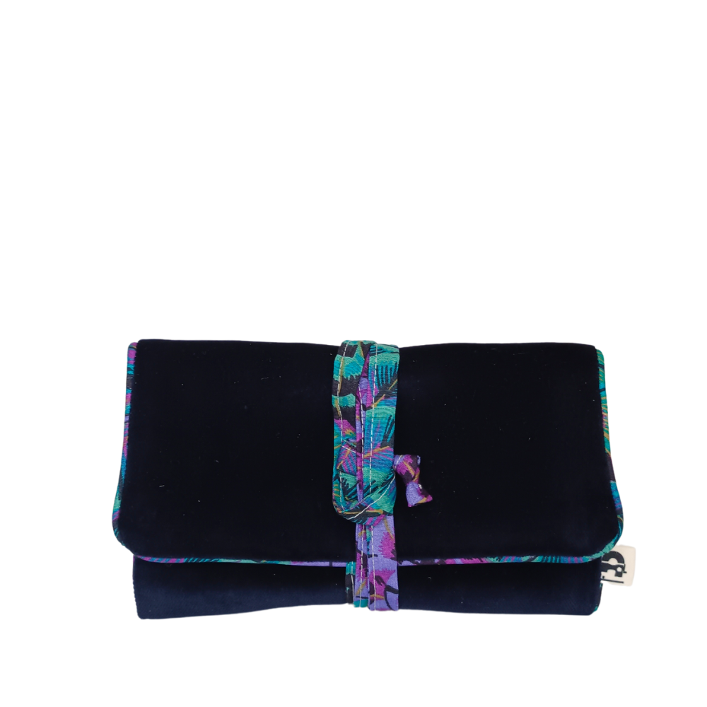 LOLA Pochette à bijoux, Velours Bleu