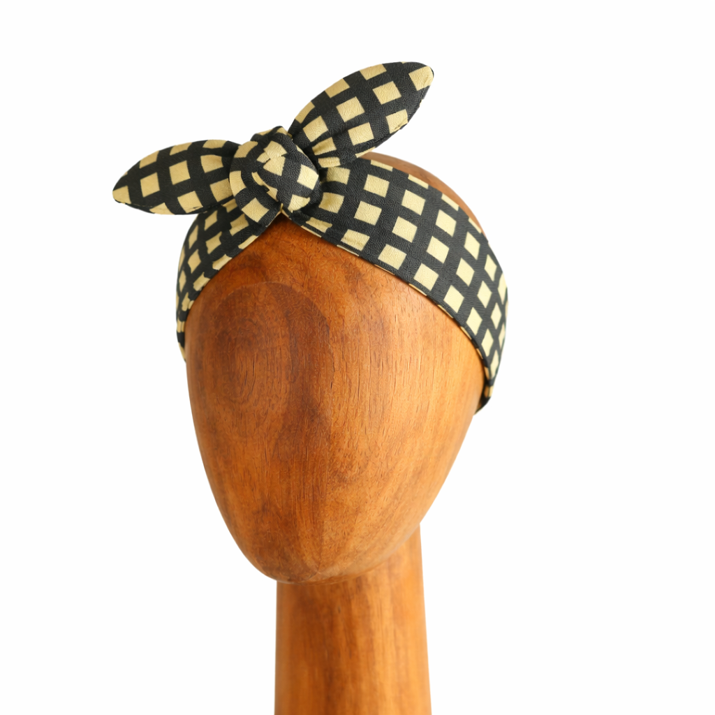 OLIVIA bandeau mini | Jaune & gris quadrillé