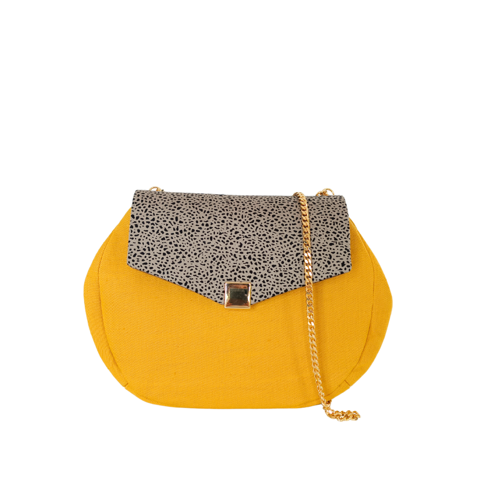 petit sac à main femme en tissu de la marque écoresponsable La Machine à récup qui revalorise des tissus avec la participation d'ateliers solidaires.