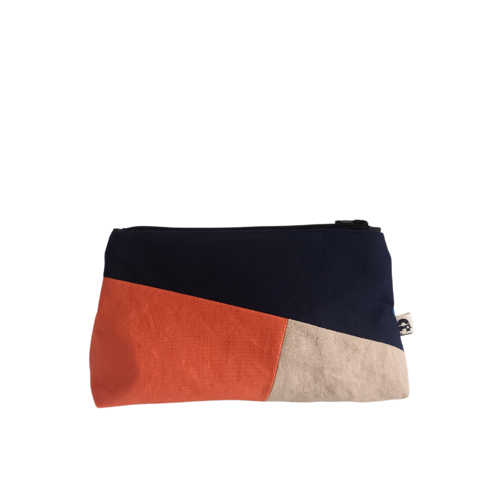 ROXANA Pochette structurée, Bleu & Orange & Beige