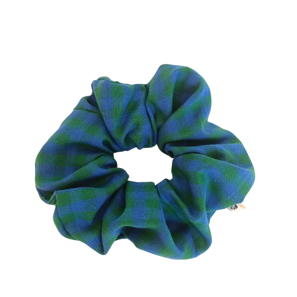 SANDRO maxi chouchou vert et carreaux bleus